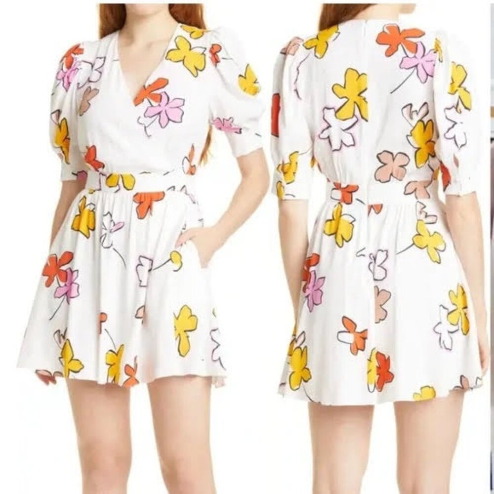 NWT Ted Baker London Wesllie Printed Wrap Front Mini Dress Size 2 (size 4-6 US)
